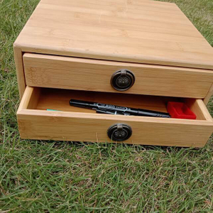 Caja de almacenamiento organizadora de cajones de bambú de escritorio apilable y portátil