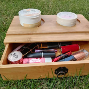 Organizador de cajones de maquillaje y cosméticos de bambú